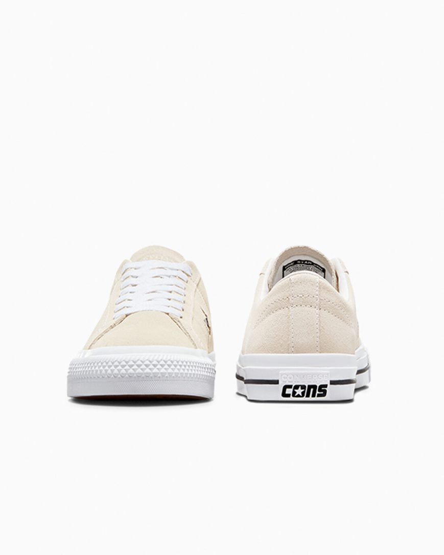 Zapatillas Skate Converse CONS One Star Pro Suede Hombre Beige Blancas Negras | PE 47W25P